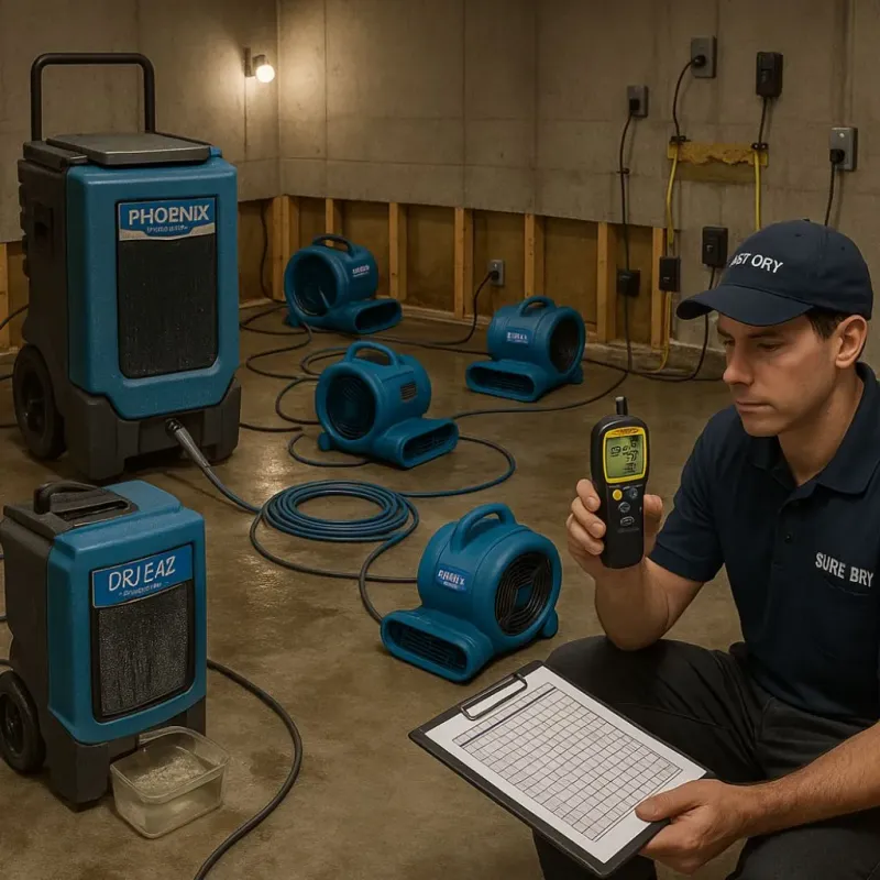 Structural Drying and Dehumidification process in Brownwood, TX